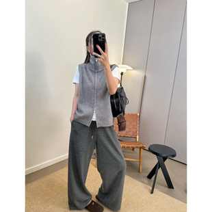 MKDesign 羊绒羊毛加厚立领拉链休闲针织毛衣马甲夹背心 秋冬新品