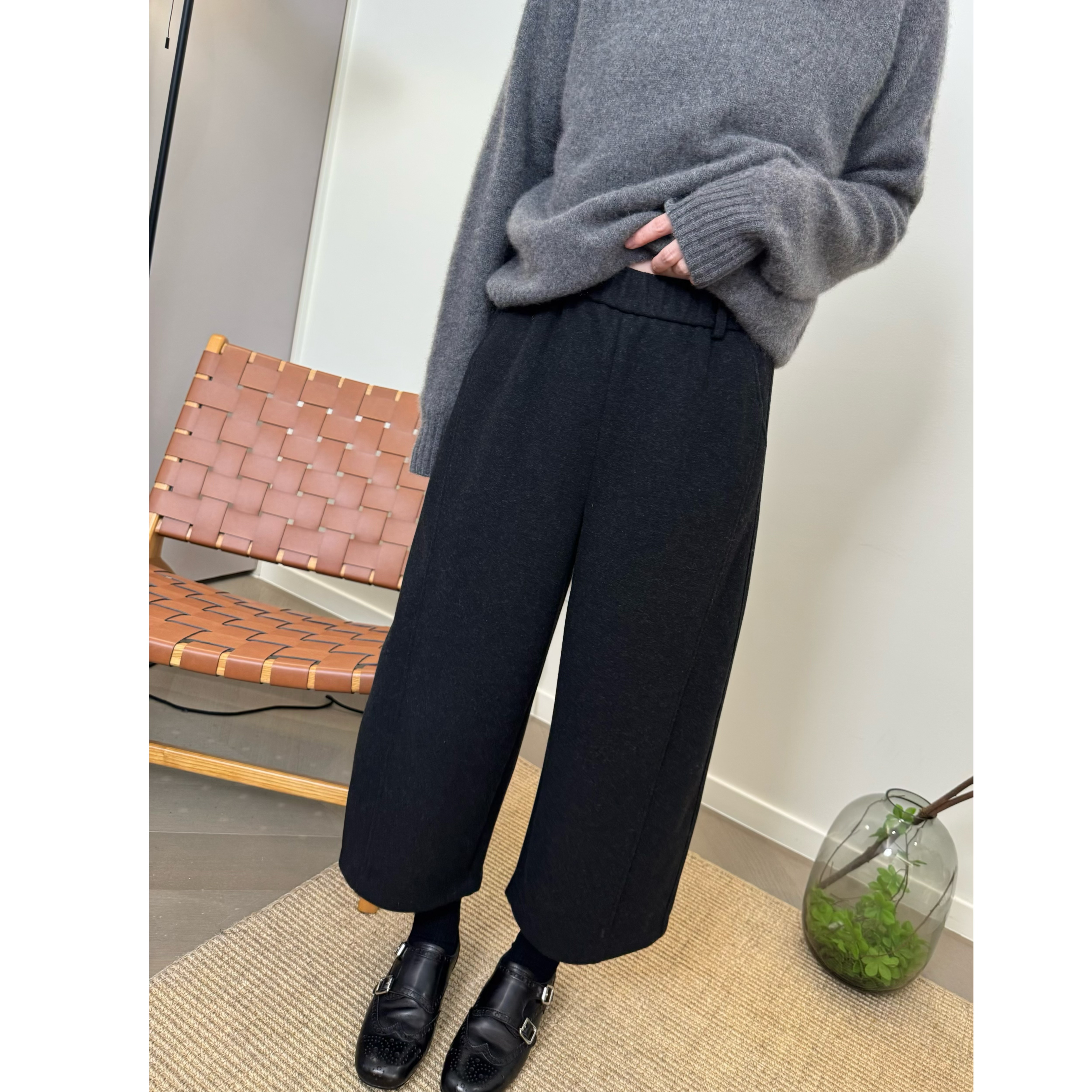 MKDesign 冬季新品 加厚软糯面料八分直筒显瘦靴裤