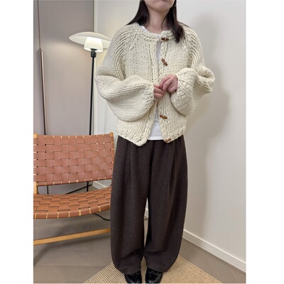 MKDesign 秋冬新品 可爱粗棒针学院风手工休闲宽松复古针织毛衣