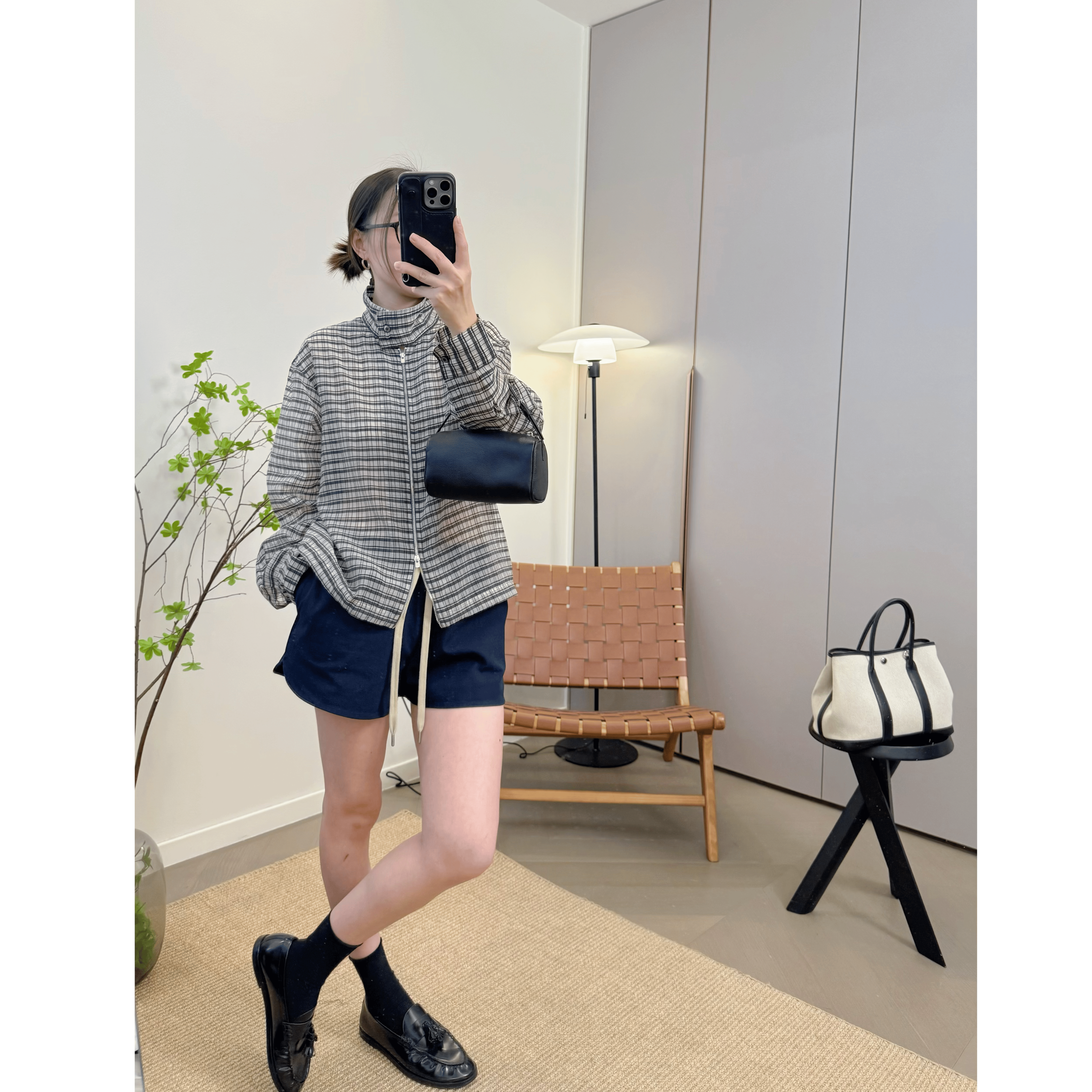 MKDesign夏季新品格纹桑蚕丝真丝超薄半透明休闲防晒立领夹克外套