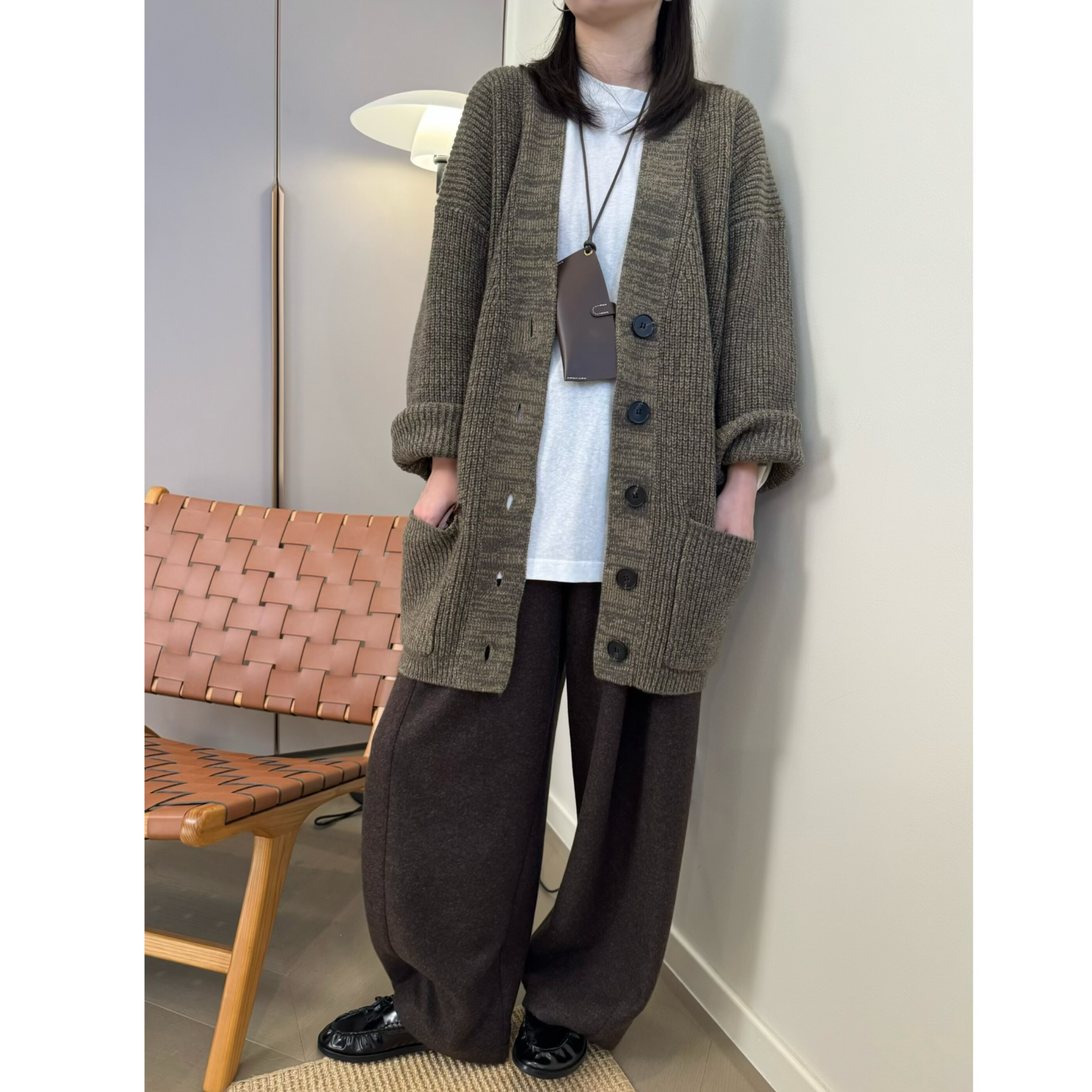 MKDesign 秋季新品 粗棒针基础款加厚宽松廓形大针织毛衣开衫外套