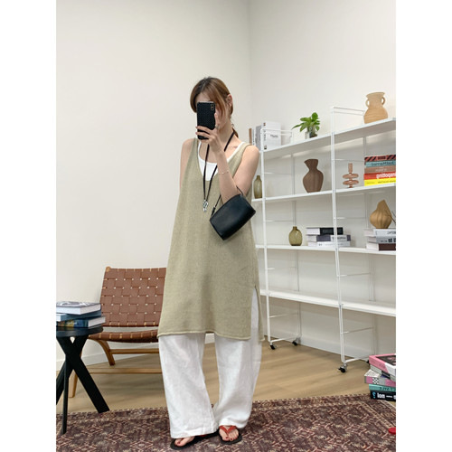 MKDesign 夏季新品 和纸纱针织吊带连衣裙