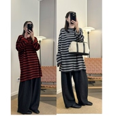 休闲宽松廓形长款 新品 时髦条纹针织套头毛衣 秋季 MKDesign