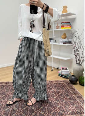 MKDesign 夏季新品 格子收口裤子