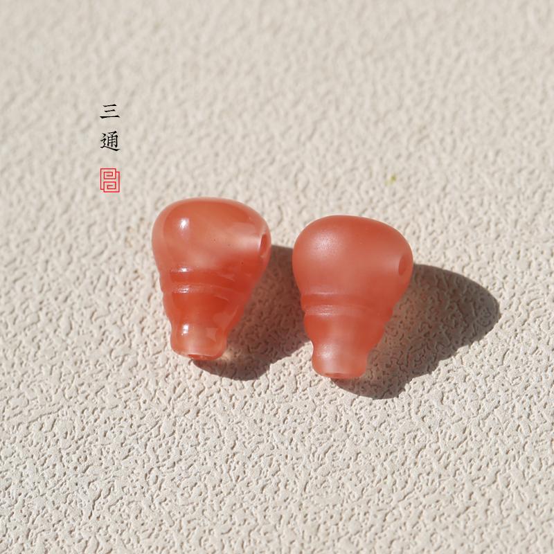南红玛瑙素面三通手串佛珠配件