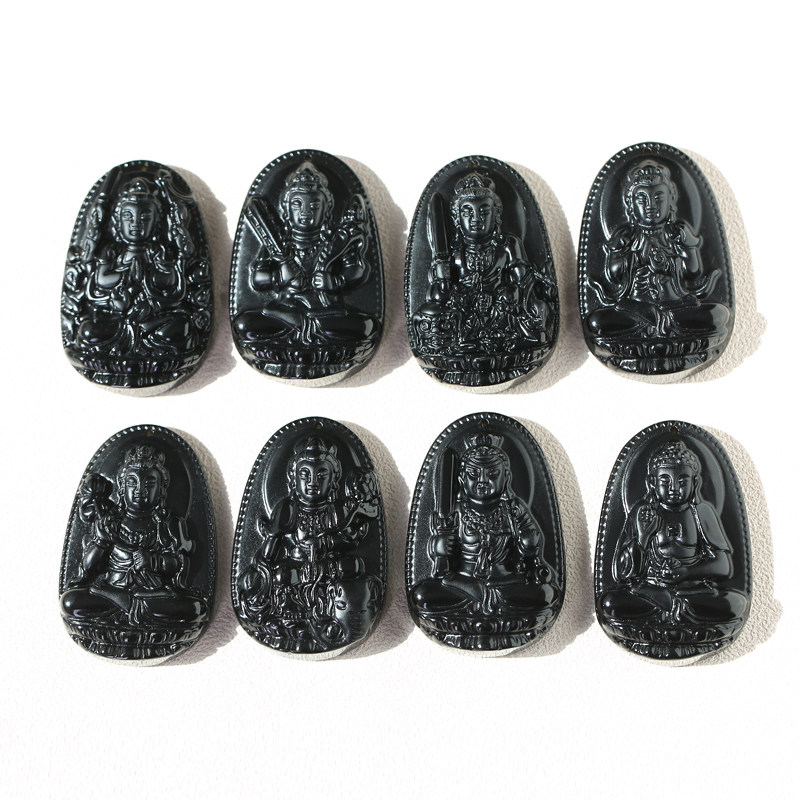 天然黑曜石十二生肖守护神