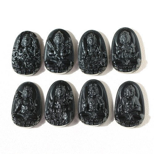 天然黑曜石十二生肖守护神