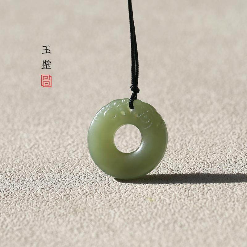 天然和田玉 玉璧 中国结 寿字  双喜  文玩 佛珠 镂空配饰 大背云