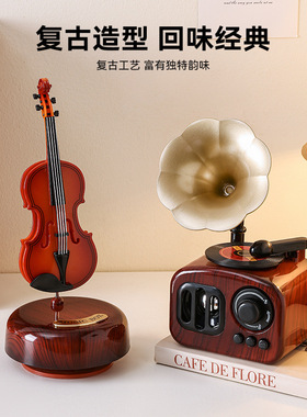 复古留声机摆件创意客厅家居玄关桌面音乐盒怀旧装饰品小众高级感