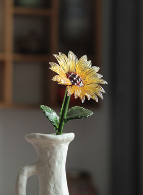 淄博琉璃向日葵仿真花摆件家居桌面装饰玫瑰玻璃插花高级感假花束