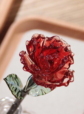 淄博精品琉璃玫瑰花束摆件婚房家居布置乔迁新居琉璃花朵装饰