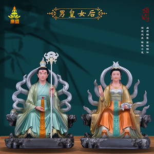 狐皇狐后神像树脂居家摆件