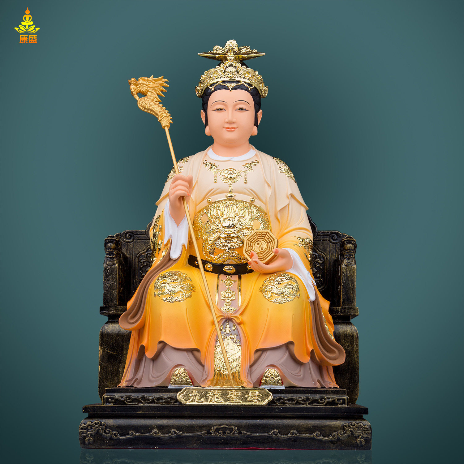 树脂九龙圣母神像圣母娘娘九莲三圣母龙母佛像家用客厅工艺品摆件