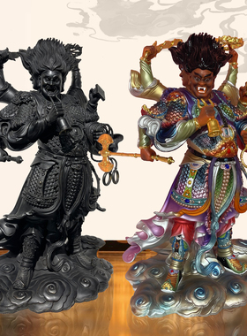 黄铜彩绘天蓬元帅神像供奉摆件