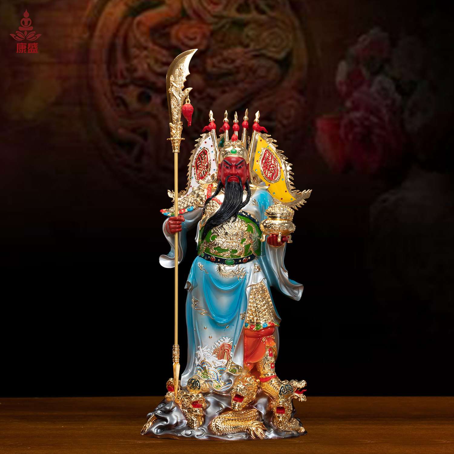 纯铜元宝关公佛像中式客厅工艺品