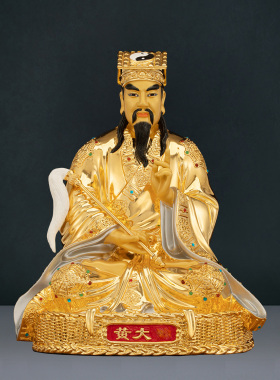 纯铜黄大仙神像中式客厅桌面摆件