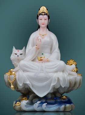 汉白玉天师府九姑娘摆件