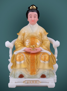汉白玉彩绘家用金花银花教主娘娘