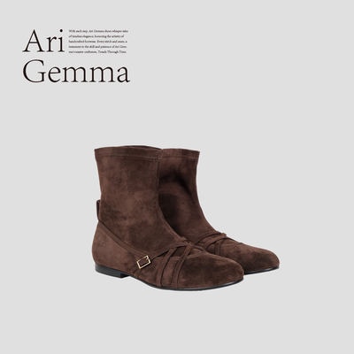 Ari Gemma｜Mirra系列·弹力羊反绒气质平跟瘦瘦靴精致显瘦弹力靴