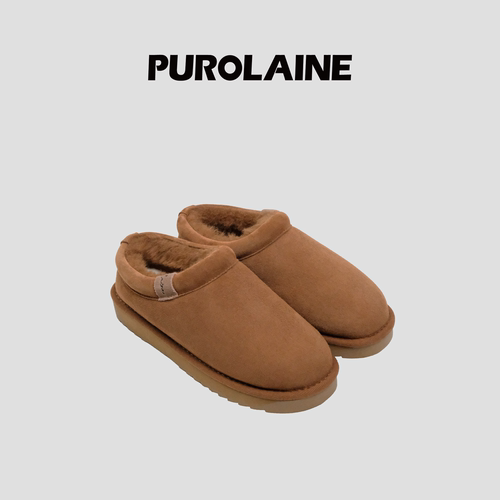 PUROLAINE 朴羚·「瑞士卷」爱尔兰进口羊皮毛一体一脚蹬雪地靴
