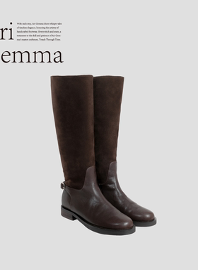 Ari Gemma｜边界·新款可拉链高筒骑士靴厚跟百搭复古长筒时装靴