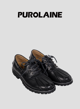 PUROLAINE 朴羚·Huntin经典百搭增高真皮乐福设计感猎鸭船鞋