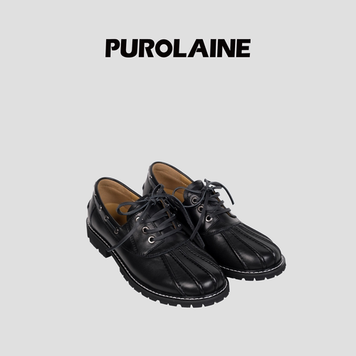 PUROLAINE 朴羚·Huntin经典百搭增高真皮乐福设计感猎鸭船鞋