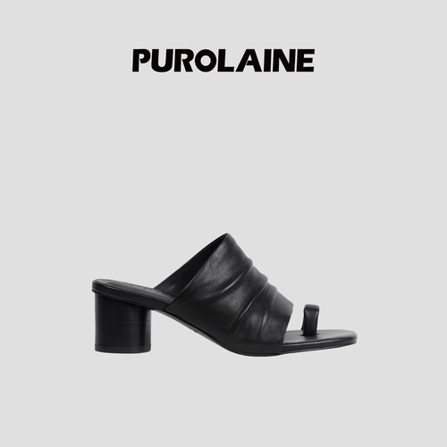 PUROLAINE朴羚套趾黑白高跟鞋