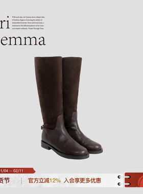 Ari Gemma｜边界·新款可拉链高筒骑士靴厚跟百搭复古长筒时装靴