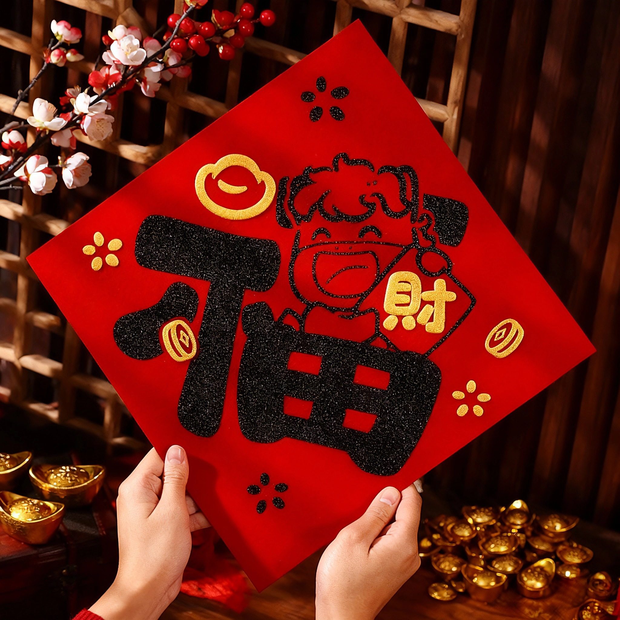 2026马年新款植绒福字门贴春节房门装饰入户门窗花元旦新年贴布置,节庆用品/礼品,福字/窗花/窗贴,淘宝优惠券,粉丝福利购,淘宝优惠卷