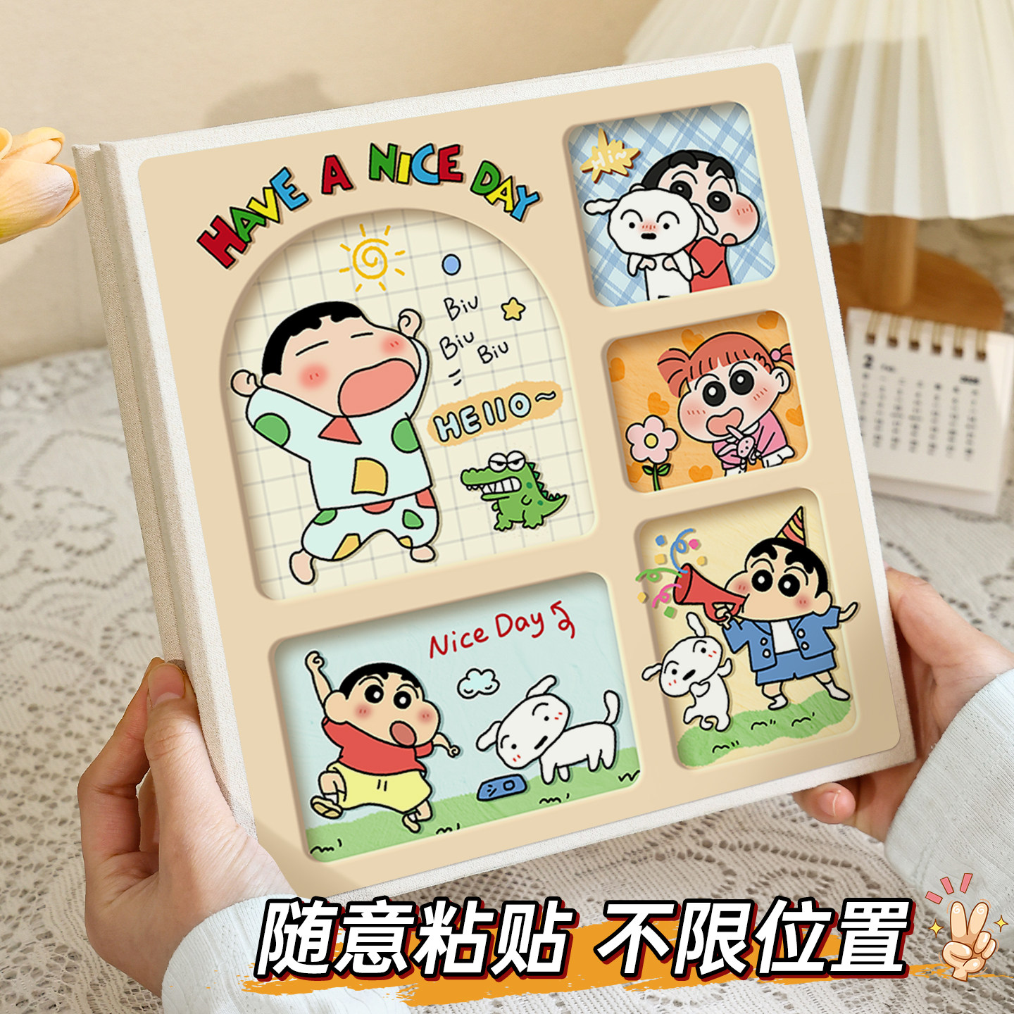 diy蜡笔小新覆膜相册本纪念册情侣儿童3寸4照片收纳大容量家庭6五