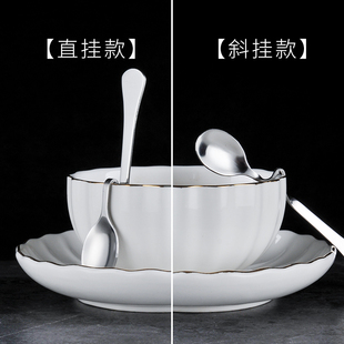 不锈钢s型挂杯勺咖啡勺甜品勺酒店扭曲勺可悬挂斜挂精致奶茶勺子