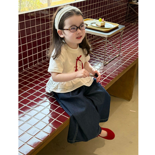 卡通可爱上衣女宝ins风甜美蝴蝶结上衣 女童T恤短袖 25新款 夏季 韩版