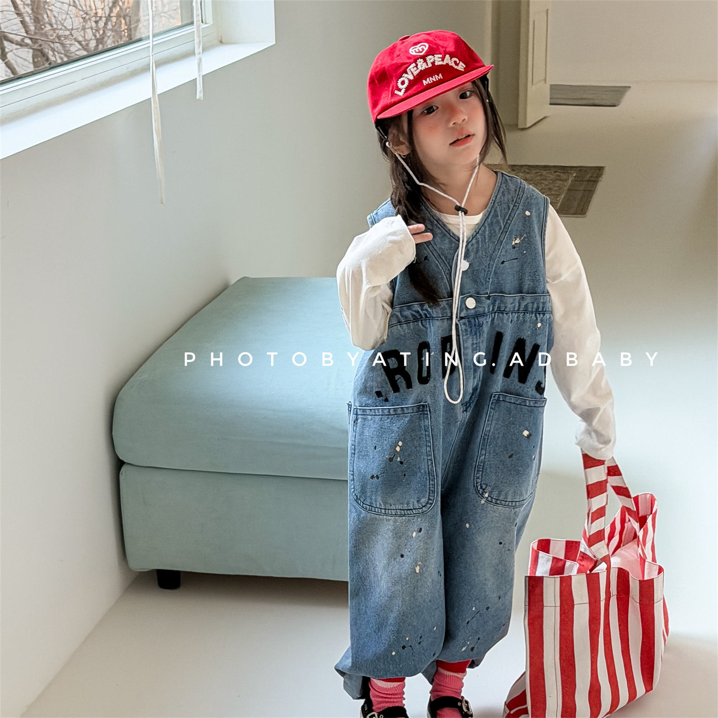 儿童牛仔背带裤长裤韩版春秋款男女童连体裤宝宝时尚休闲百搭长裤