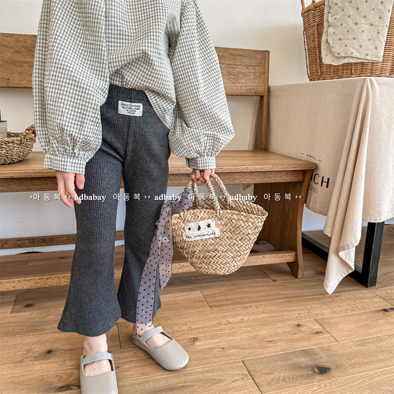 女童坑条喇叭裤春秋款韩版中小童纯色打底裤宝贝弹力阔腿休闲裤潮,童装/婴儿装/亲子装,裤子,淘宝优惠券,粉丝福利购,淘宝优惠卷