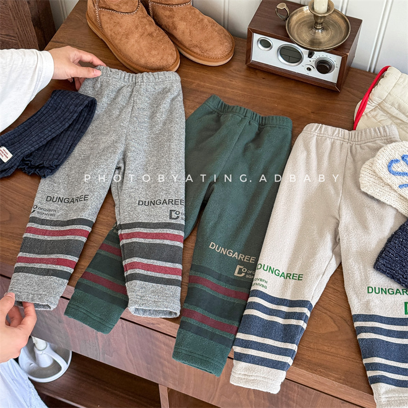 儿童加绒磨毛打底裤长裤冬款