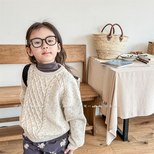 毛线衣宝宝纯色百搭针织衫 男女童宽松时尚 毛衣上衣秋冬款 儿童韩版