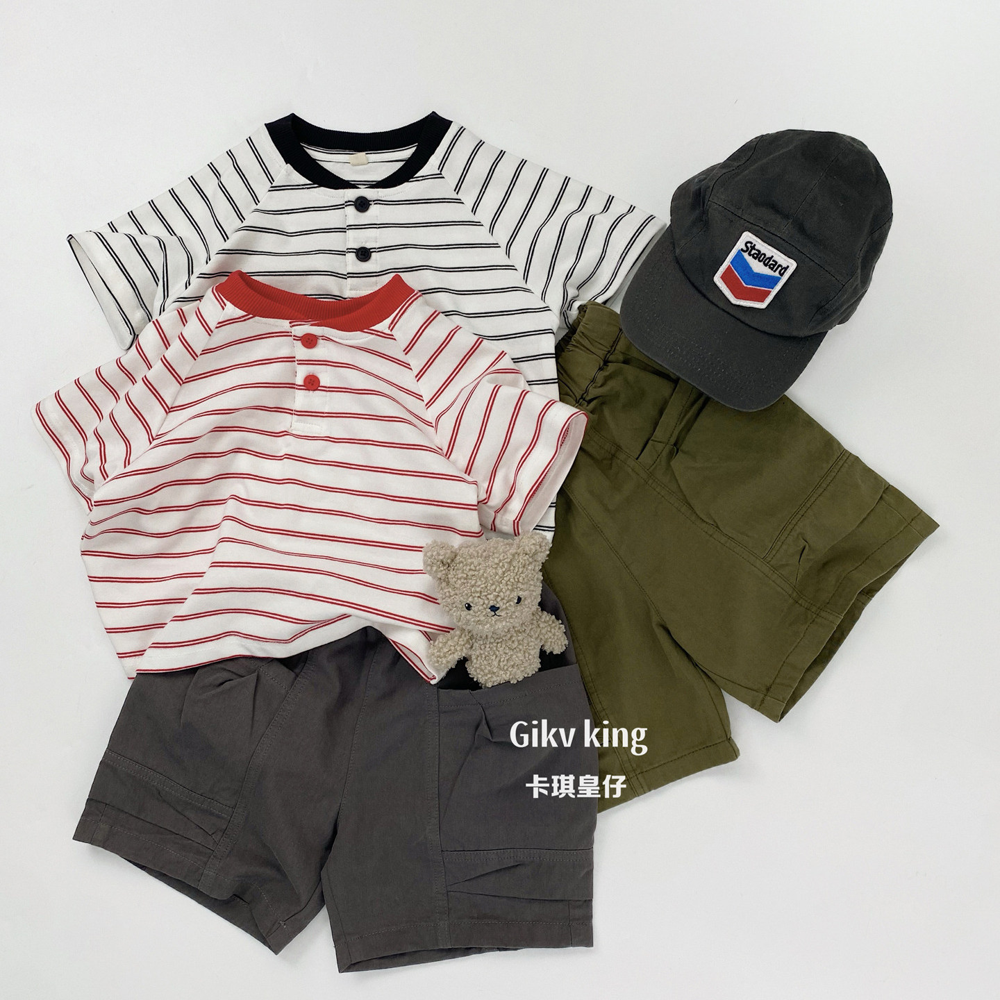 儿童条纹POL0衫2韩版夏装男女童休闲短袖T恤宝宝棒球服潮t打底衫