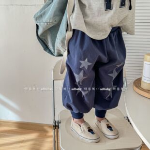儿童韩版收脚哈伦裤韩版童裤男童女童纯棉印花束脚裤女宝宝长裤潮