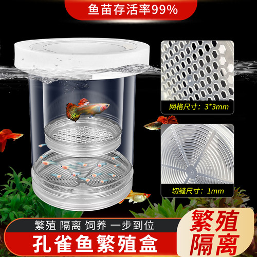 悬浮式孔雀鱼繁殖隔离盒母鱼产房