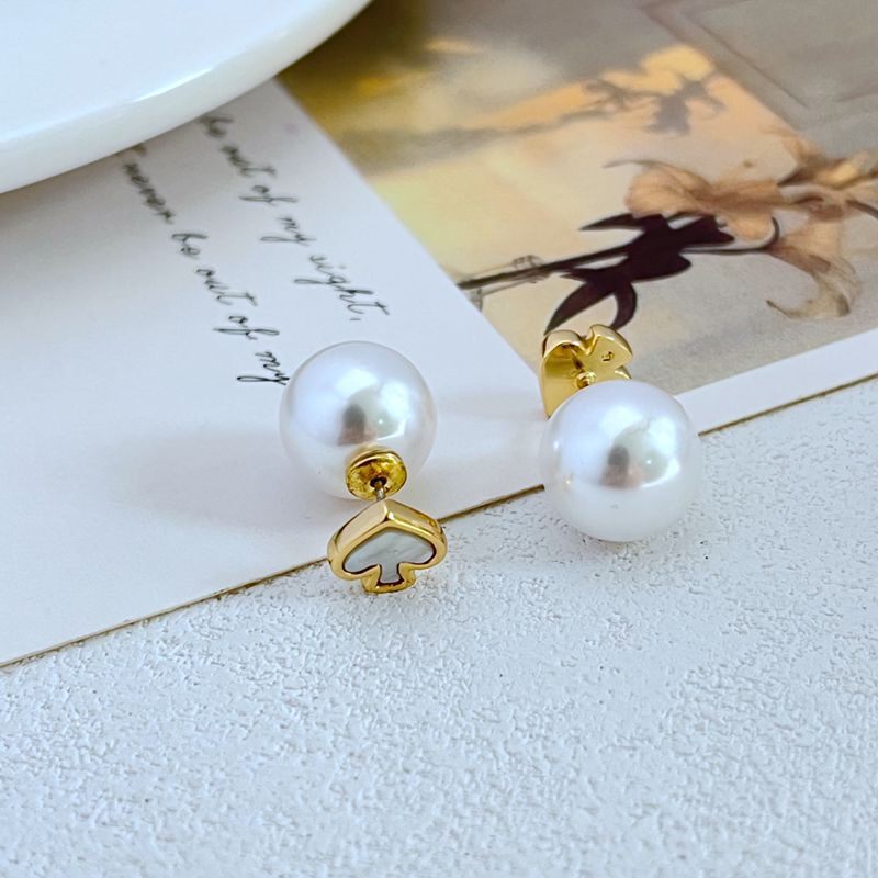 小众精美轻奢通勤小巧可爱风天然贝壳镶嵌黑桃造型金属耳钉项链