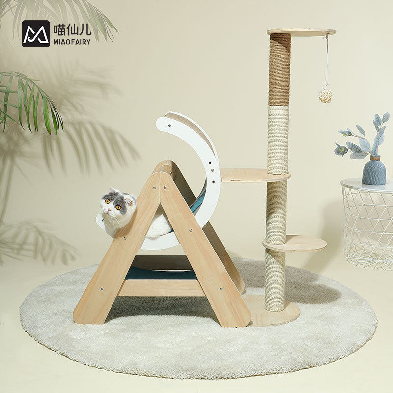 喵仙儿梦幻乐园实木猫爬架 剑麻猫抓柱猫吊床大号猫玩具 新疆包邮