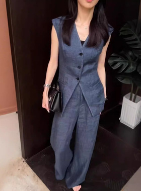 今年流行特惠24601大爱美依缘2026夏季新款干练无袖马甲阔腿裤