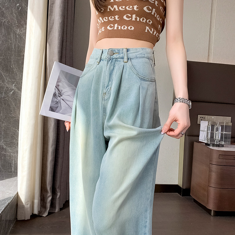 复古天丝阔腿牛仔裤女夏季薄款高腰宽松显瘦冰丝小个子直筒拖地裤,女装/女士精品,牛仔裤,淘宝优惠券,粉丝福利购,淘宝优惠卷