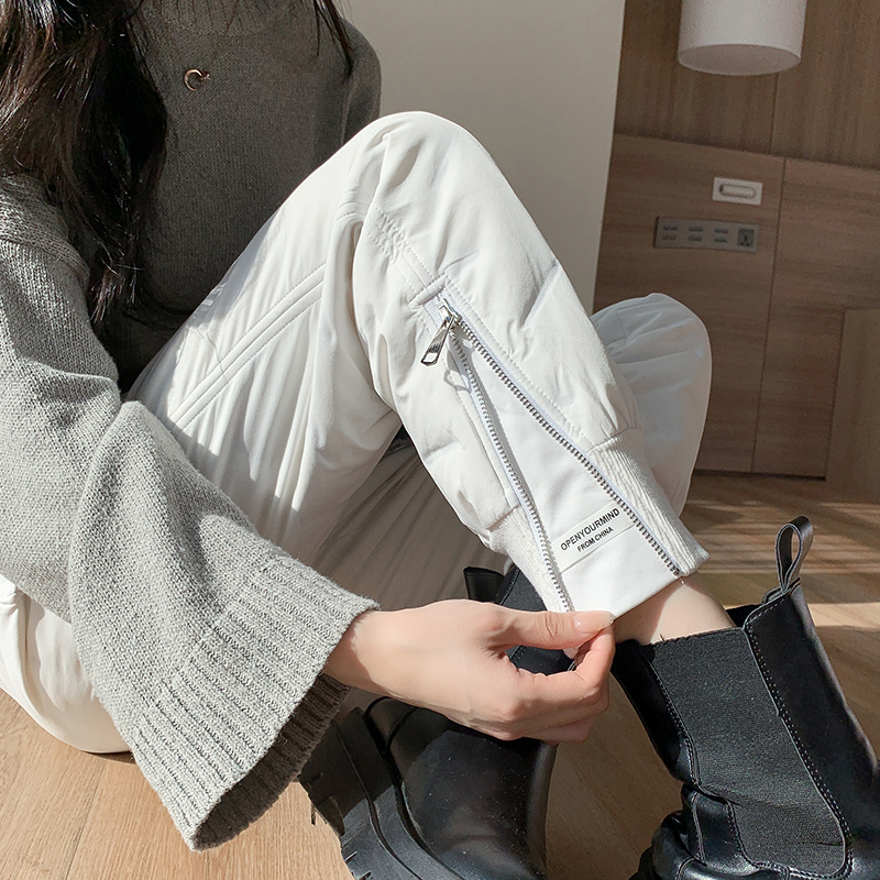 羽绒裤女外穿时尚冬季白色工装裤