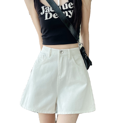 白色牛仔短裤女高腰显瘦宽松百搭