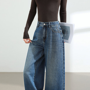 阔腿牛仔裤女2025春秋新款高腰美式复古直筒长裤宽松垂感百搭裤子
