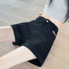 黑色牛仔阔腿短裤女2025夏季薄款高腰宽松大码小个子a字胖MM热裤