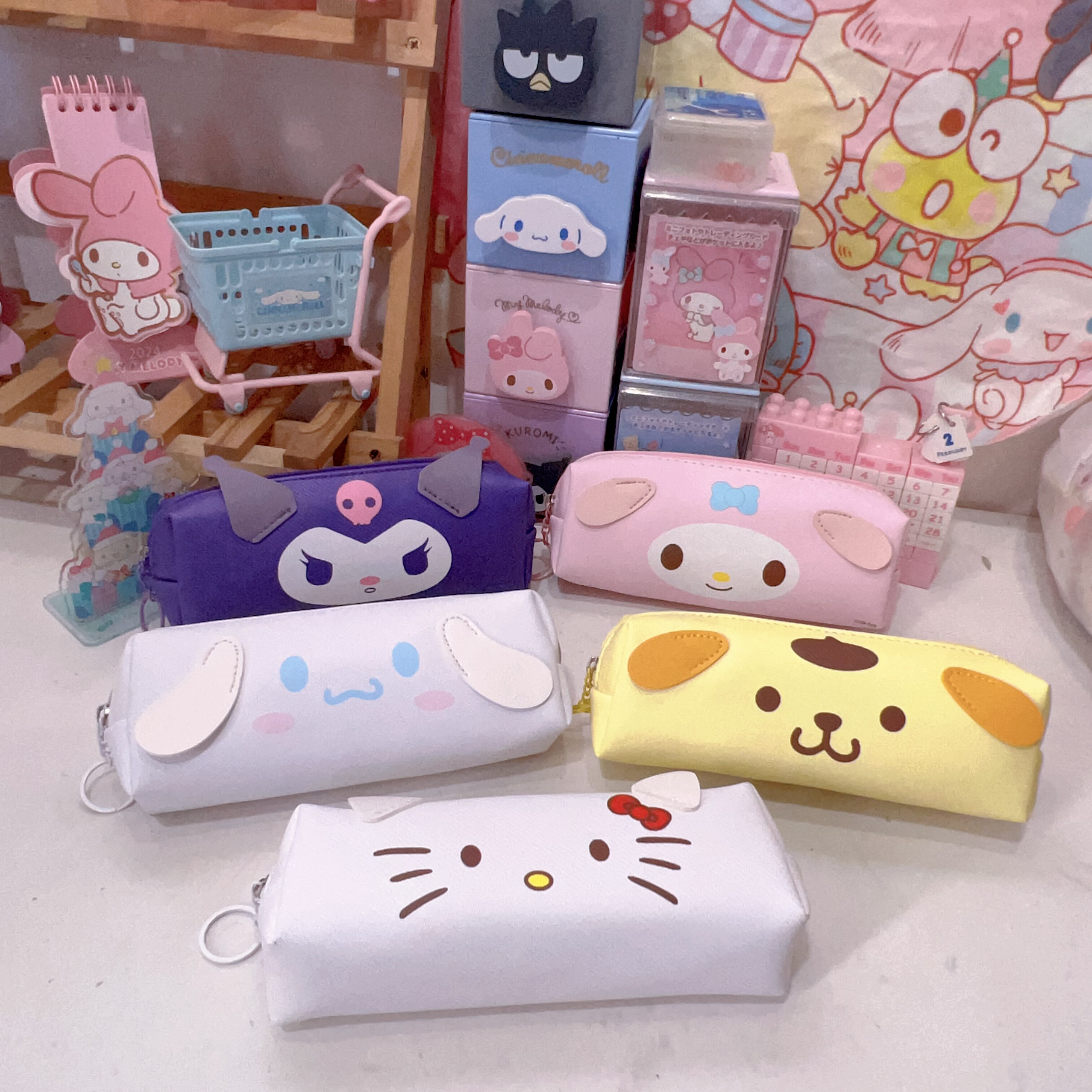 新款库洛米玉桂狗造型pu皮革拉链笔袋大容量文具收纳包学习笔盒袋