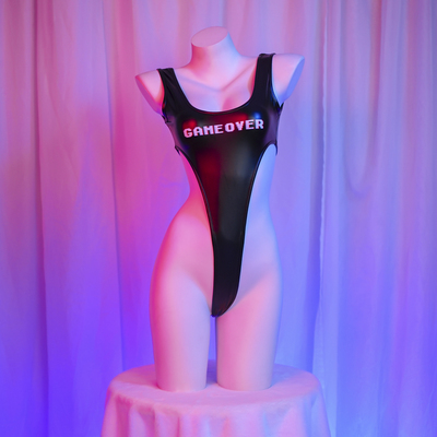 GAMEOVER连体皮革比基尼睡衣